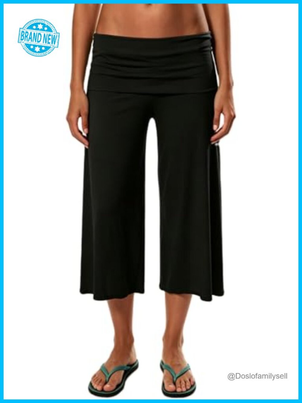 Gaucho Capri Pants Low Rise Fold Over Wide Leg Yoga Active
